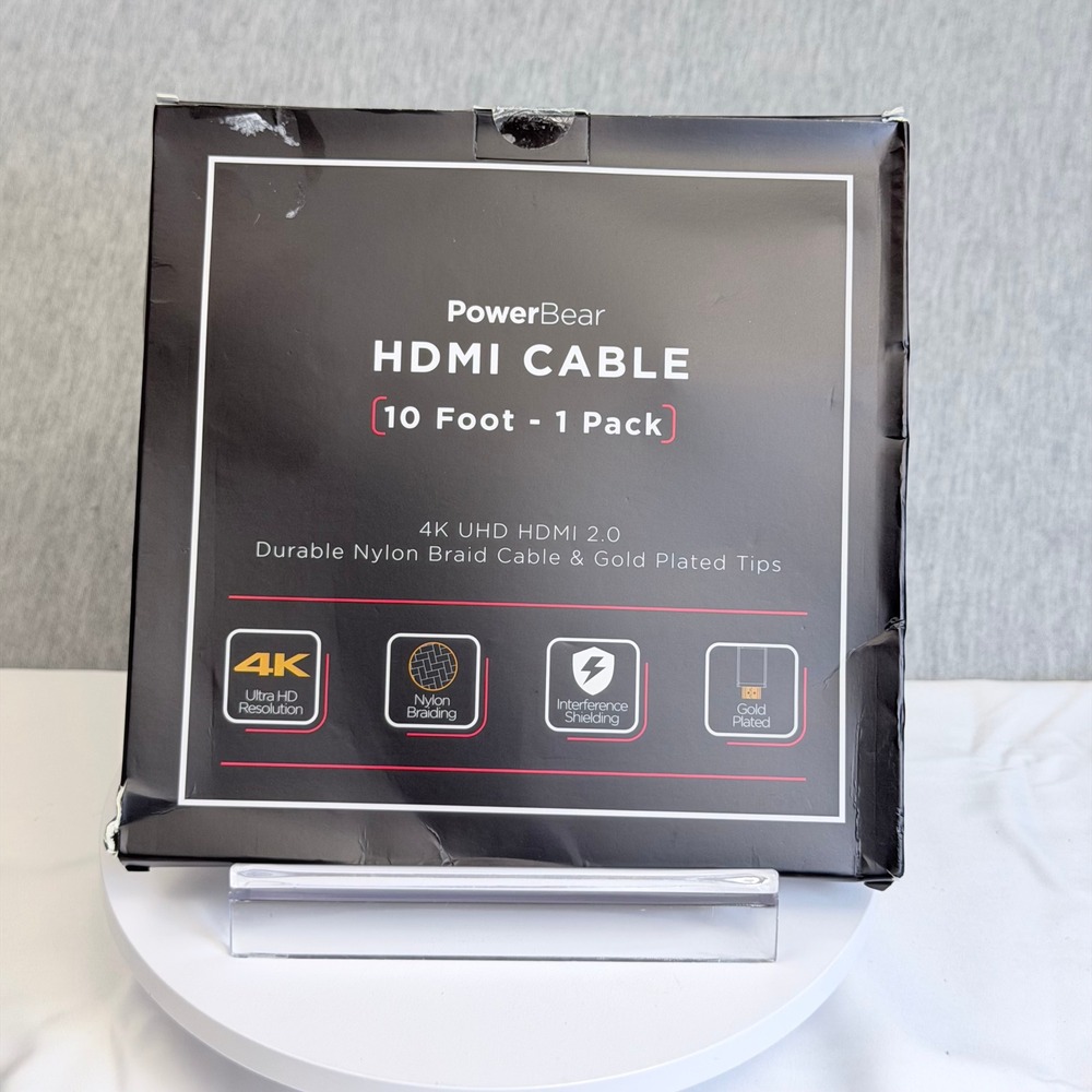 PowerBear 10ft HDMI Cable 4K UHD 2.0 Nylon Braided Gold Plated High Speed K332